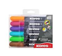 Kores - K-Marker XP1 : Marqueurs permanents de couleur, pointe ronde, encre imperméable à l'eau et à faible odeur, pour toutes les surfaces, lot de 6 couleurs assorties