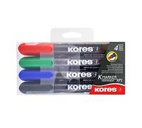 Kores – Marqueurs permanents K-Marker XP1, pointe ronde, encre imperméable, faible odeur, 4 couleurs