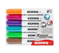 Kores Marqueurs pour tableau blanc K-Marker XW2 – pointe biseautée, effaçable à sec – Lot 6 couleurs
