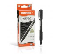 Kores - K6 : Stylos à Bille Rétractable Noirs, Pointe Fine de 0,7 mm, Encre Biro Résistancee à la Bavure pour une Écriture Douce, Prise en Main Souple, Fournitures Scolaires et de Bureau, Paquet de 12