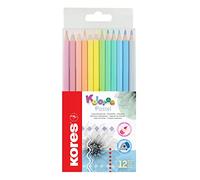 Kores - Kolores Pastel : 12 Crayons de Couleur pour Enfants, Débutants et Adultes, Teintes Pastel pour Papier Blanc, Foncé et de Bricolage, Paquet de 12 Couleurs Assorties