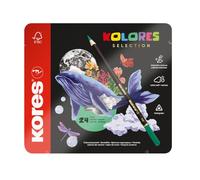 Kores - Kolores Selection: 24 crayons de couleur pour adultes et artistes, bois FSC avec mine souple, forme triangulaire, fournitures d'art et de loisirs, lot de 24 couleurs assorties dans un étui en