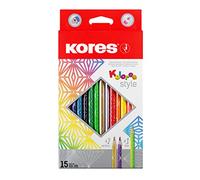 Kores – Crayons de couleur Kolores Style – Métalliques & néon, 15 couleurs, enfants et adultes