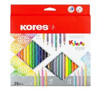 Kores Kolores Style kleurpotloden, 26 kleuren, waaronder trendy metallic, neon &