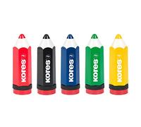 Kores - Koloritos : Taille-Crayon à Trou Unique avec Récipient pour Enfants, Étudiants et Adultes, Design en Forme de Crayon, Fournitures Scolaires et de Bureau, Paquet de 20 en Couleurs Assorties