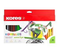 Kores - Korellos : 24 feutres de couleur pour enfants et adultes à pointe conique, lavables et durables, fournitures scolaires, lot de 24 couleurs assorties.