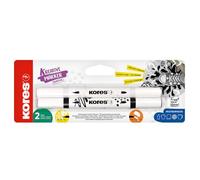 Kores - Kreative Marqueurs Acryliques Double Pointe 2 Couleurs - Noir et Blanc - Pointes Pinceau et Cône pour Papier, Bois, Verre, Toile, Pierre, Tissu, Céramique - Sans Secouer - 2 Pcs