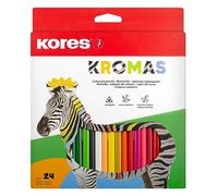 Kores - Kromas : 24 Crayons de Couleur pour Enfants, Débutants et Adultes avec Mine Tendre et Forme Triangulaire, Fournitures Scolaires, Paquet de 24 Couleurs Assorties