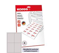 Kores Lot de 10 feuilles d'étiquettes transparentes pour imprimante laser et photocopieuse 105 x 148 mm
