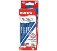 Kores Lot De 12 Stylos À Bille Jetable K-Pen Super Slide K, Bleu