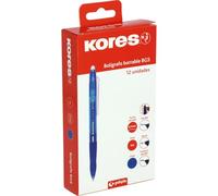 Kores Lot de 12 stylos effaçables bleus BG5 | Encre gel | Pointe 0,7 mm | Rétractable | Grip ergonomique | Ne tache pas | N'abîme pas le papier | Ne laisse pas de résidus de caoutchouc | Parfait