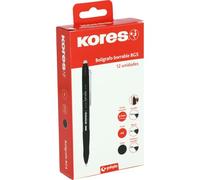 Kores Lot de 12 stylos effaçables noirs BG5 | Encre gel | Pointe 0,7 mm | Rétractable | Grip ergonomique | Ne tache pas | N'abîme pas le papier | Ne laisse pas de résidus de caoutchouc | Parfait