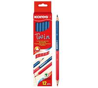 Kores - Lot de 6 crayons de couleur Twin Jumbo - 3 faces - 3 mm - Bleu et rouge, rouge/bleu, 1