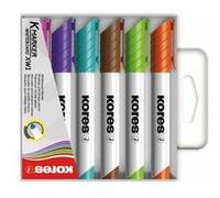 Kores - K-Marker XW2 : Marqueurs de couleur pour tableau blanc avec pointe biseautée, effaçable à sec et encre à faible odeur, fournitures scolaires et de bureau, lot de 10 couleurs assorties
