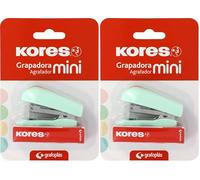 Kores - Mini agrafeuse Mint Soft + 1000 agrafes 24/6, compatible avec 26/6, capacité 12 feuilles papier 80 g, 6 x 4,5 x 3 cm, distance d'agrafage 17 mm, idéal comme matériel de bureau, parfait pour