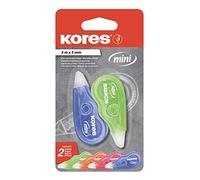 Kores - Mini rouleau de ruban correcteur de souris pour étudiants et adultes, ruban correcteur sec sans pelage avec forme ergonomique, fournitures scolaires et de bureau, lot de 2, 5m x 4,2 mm