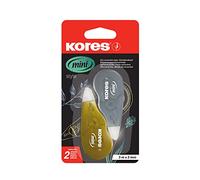 Kores - Mini Souris de Correction design métallique: rubans correcteurs pour les élèves et les adultes, White Out Tape en forme ergonomique ne s'écaillant pas, 5m x 4.2 mm, paquet de 2