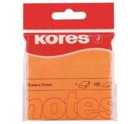 Kores N47074 Notes autocollantes Kores "NEON", 75 x 75 mm, vierges, orange fluo