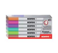 Kores Non-Permanent Marker ``K Marker W1``, 6er Etui Stiftform, Rundspitze, Strichstärke: M (1 Mm), Schnell - 1 Stück (M22846)