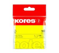 Kores - Notes Adhésives Jaunes - Bloc-Notes Repositionnable, Mémo, Fournitures Scolaires, pour Enseignants et de Bureau - 75 x 75mm, Lot de 100