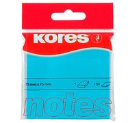 Kores - Notes Autocollantes Bleues, Bloc-Notes Autocollant Fluo, 75 x 75mm, 1 Paquet de 100 Feuilles