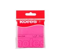 Kores - Notes Autocollantes Magenta, Bloc-Notes Autocollant Fluo, 75 x 75mm, 1 Paquet de 100 Feuilles