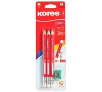 Kores Pack 3 Crayon Coach Bout Gomme + Taille Crayon Epais 2u