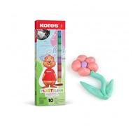 Kores - Plastilina Pastel : pâte à modeler pour enfants, douce et facile à modeler, lavable et non toxique, lot de 10 couleurs pastel, noir et blanc x 20g