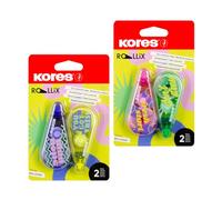 Kores ROLLiX - Ruban correcteur, 8 m x 5 mm - Designs colorés et dynamiques - Forme ergonomique confortable - Sans temps de séchage - Application précise et contrôlée - Lot de 1