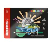 Kores - Sélection Kolores, 50 crayons de couleur triangulaires - Crayons de couleur à mine tendre, forme triangulaire, bois FSC - Lot de 50 crayons de couleur assortis dans un étui métallique
