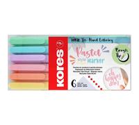 Kores - Style Pastel: Feutres en couleurs pastelles à pointe pinceau, Pointe pinceau souple et flexible, Encre à base d'eau, Idéal pour l’écriture, la décoration et le marquage, set de 6