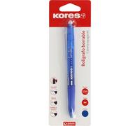 Kores Stylo à bille effaçable bleu BG5 - Encre gel - Pointe 0,7 mm - Rétractable - Grip ergonomique - Ne tache pas - N'abîme pas le papier - Ne laisse pas de résidus de caoutchouc - Parfait matériel