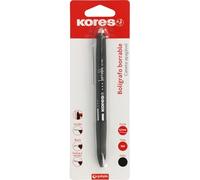 Kores Stylo à bille effaçable noir BG5 | Encre gel | Pointe 0,7 mm | Rétractable | Grip ergonomique | Ne tache pas | N'abîme pas le papier | Ne laisse pas de résidus de caoutchouc | Parfait matériel