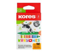 Kores Triangular Wax Crayons for Kids, 12 Assorted Colours