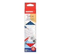 Kores etui 12 crayons de couleur twin, bleu rouge, triangulaire
