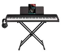 Korg B2 BK Piano numérique (piano numérique 88 touches, support de clavier X, écouteurs, pédale amortissante, bloc d'alimentation et école de piano) Noir