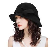 KorhLeoh Chapeau bob pour Femme Style Cloche d'église des années 1920 avec nœud