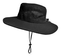 KorhLeoh Chapeau de soleil pliable en maille à large bord avec trou pour queue de cheval, Noir-Pas de trou pour queue de, M