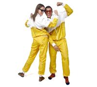 Korifejus Costume de Bière Années 80 - Costume Rétro en Survêtement, Jogging pour Homme pour l'Oktoberfest, Fête à Thème, Carnaval, Déguisement Vintage, Blanc/jaune., XXL
