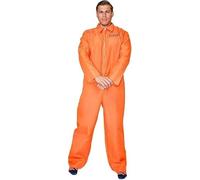 KORIFEJUS Costume de prisonnier pour homme, combinaison échappant de prison, couleur classique orange, pour fêtes de carnaval sur le thème d'enterrement de vie de garçon (L)
