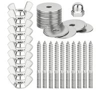 Kork-Deko Kit de Montage pour perchoir - en Acier Inoxydable - pour Fixation sur Cage à Oiseau (avec Grille) 40 pièces (avec Outil de vissage spécial) (avec écrou borgne)