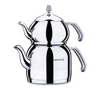 Korkmaz A221 Efendi Théière turque Caydanlik Teapot 18/10 Cr, Ni inoxydable à induction