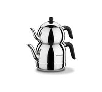 Korkmaz Caydanlik A 194 Théière rétro en acier inoxydable compatible avec les plaques à induction Noir