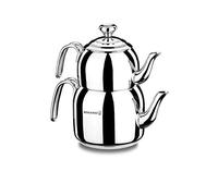 Korkmaz droppa Midi Tea Pot Set/Caydanlik takimi Bouilloire à thé, Acier Inoxydable, Multicolore, cm, 48 x 48 x 48 cm, 4 unités