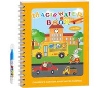 Korlem Livre Coloriage Magique Korlem Cahier Réutilisable à l’Eau Sans Tache pour Enfants Livre Montessori, Stimule l'imagination et Le Développement Créatif (Transports,1)