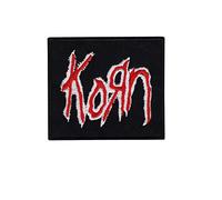 Korn Écusson brodé thermocollant avec bande métallique Noir/rouge
