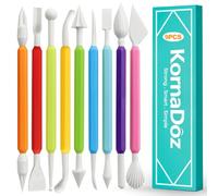 KornaDoz Lot de 9 outils de sculpture d'argile à double tête, polyvalents pour la sculpture de poterie, la céramique et l'argile à modeler, projets d'artisanat pour enfants et adultes - Couleurs