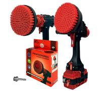 Kornely Brosse de perçage professionnelle 2 en 1 pour perceuse et meuleuse d'angle rigide 15 cm Rouge | Brosse de nettoyage d'extérieur anti-rayures pour briques de terrasse, tondeuses à gazon, roues