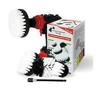 Kornely Brosse Perceuse, Extra Souple Kit 5 pièces, Blanc, Voiture & Tapis | 13/10/8.5/5 cm + rallonge 15 cm, 10x plus efficace, anti-rayures; cuir, verre, tissus, intérieur auto; tiges hex 6/8 mm
