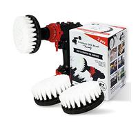 Kornely Brosse Perceuse, Extra Souple Set 3 pièces, Blanc, Voiture & Tapis | 10x plus efficace, anti-rayures, poils double densité; cuir, verre, tissus, matelas, intérieur auto; tige hex 8 mm